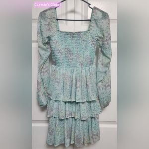 🔥NWOT🔥OBO🔥 ⚫️ Madden NYC Women's Juniors' Triple Ruffle Smocked Peasant Dress